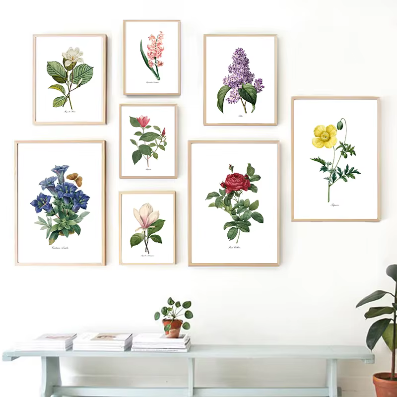 PJ. Affiches et imprimés Vintage de fleurs de Redoute