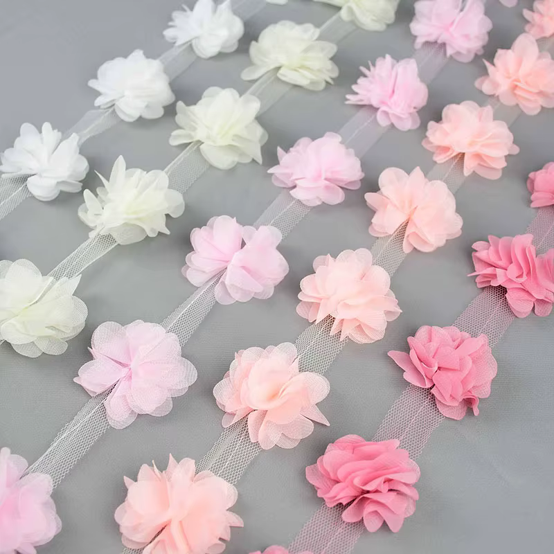Fleurs en mousseline de soie 3D