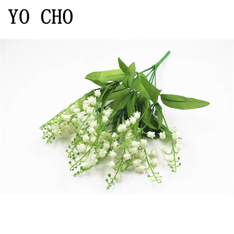 Fleurs artificielles muguet 7 Branches faux fleur de lys en plastique Bouquet de mariée décor de fête de mariage Flores Artificiales