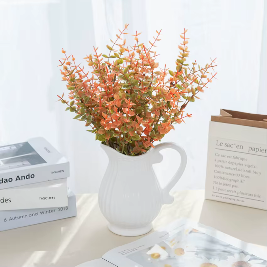 Plantes artificielles en plastique feuilles d'eucalyptus 2022 nouvelles décorations de noël pour maison jardin extérieur Vase de mariage Scrapbooking