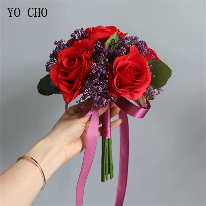 Roses artificielles Babysbreath fleurs Bouquet soie gypsophile fausses