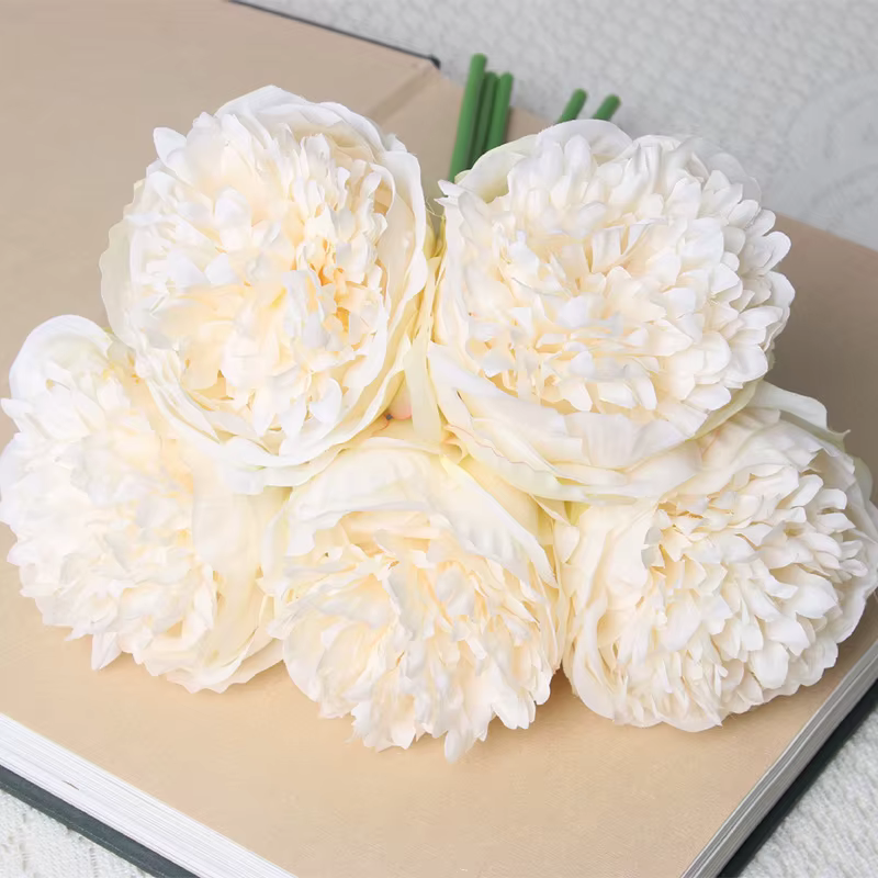 1 Bouquet de pivoines artificielles à 5 têtes