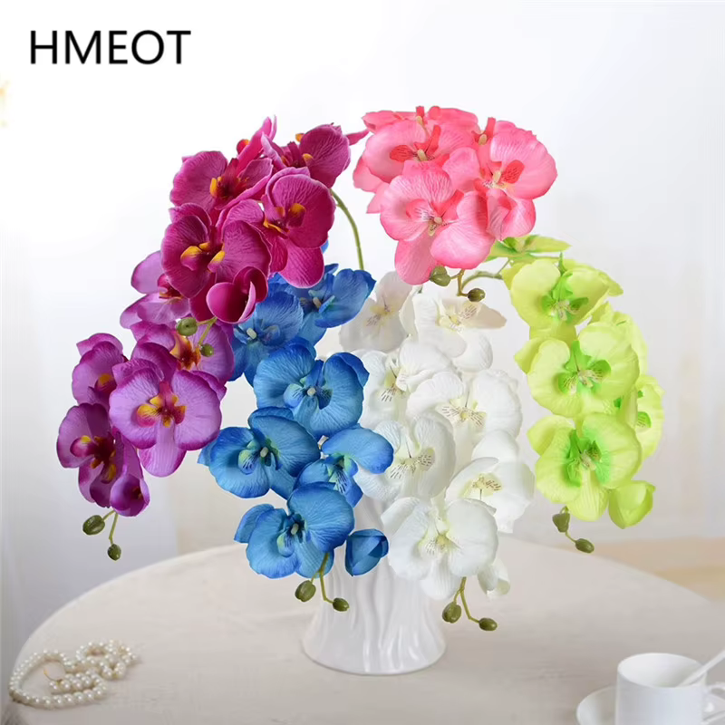 Fleurs artificielles 8 têtes de branches d'orchidées