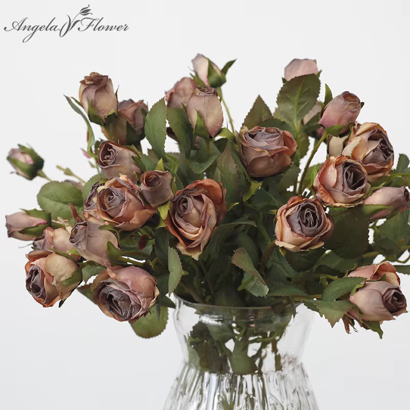 Fleur séchée rose artificielle rétro européenne