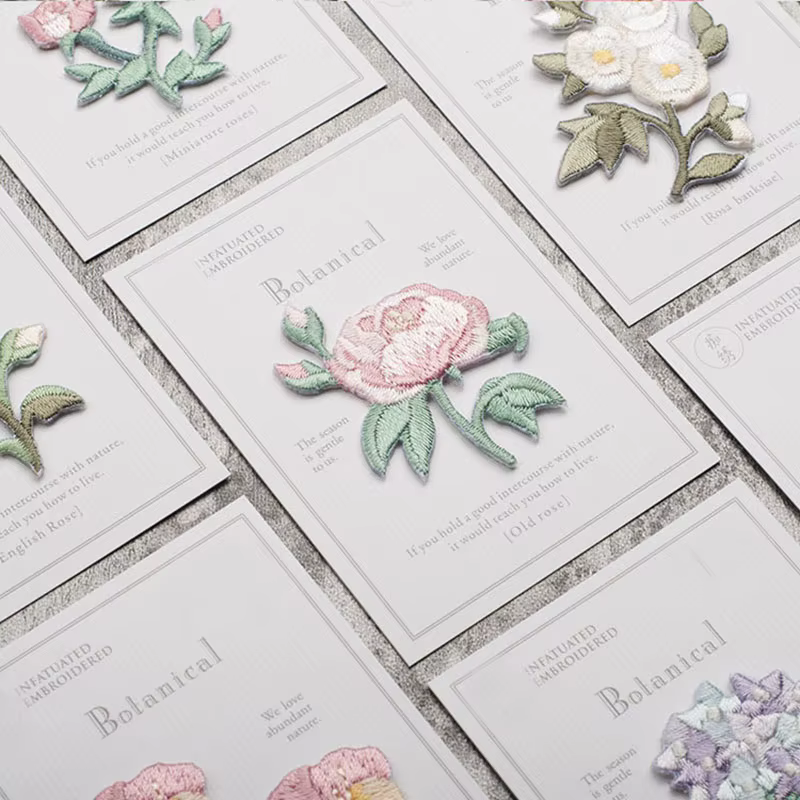 Autocollants brodés de fleurs, patchs à repasser, pour vêtements