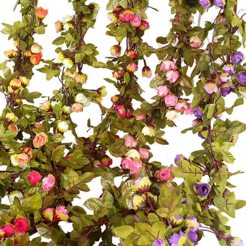 Guirxiété de roses artificielles en soie