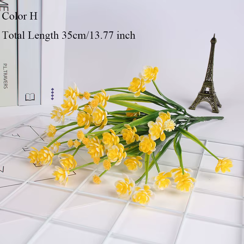 Fleurs Artificielles Vertes en Plastique à 7 Fourches