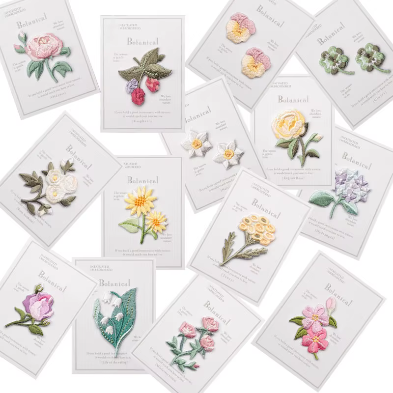 Autocollants brodés de fleurs, patchs à repasser, pour vêtements