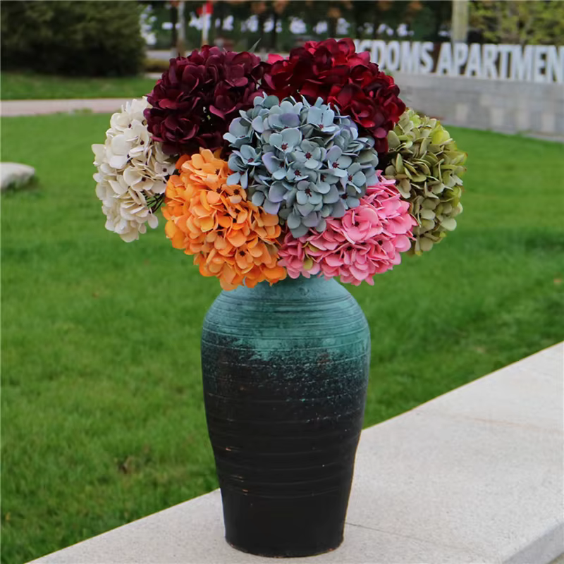 Fleurs artificielles Vintage soie hortensia Brial Bouquet saint valentin couronne de mariage Decora fausses plantes Vase noël maison jardin