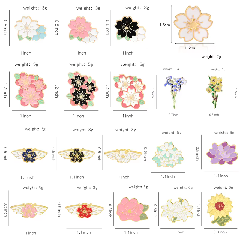 Broches en émail de la série fleurs