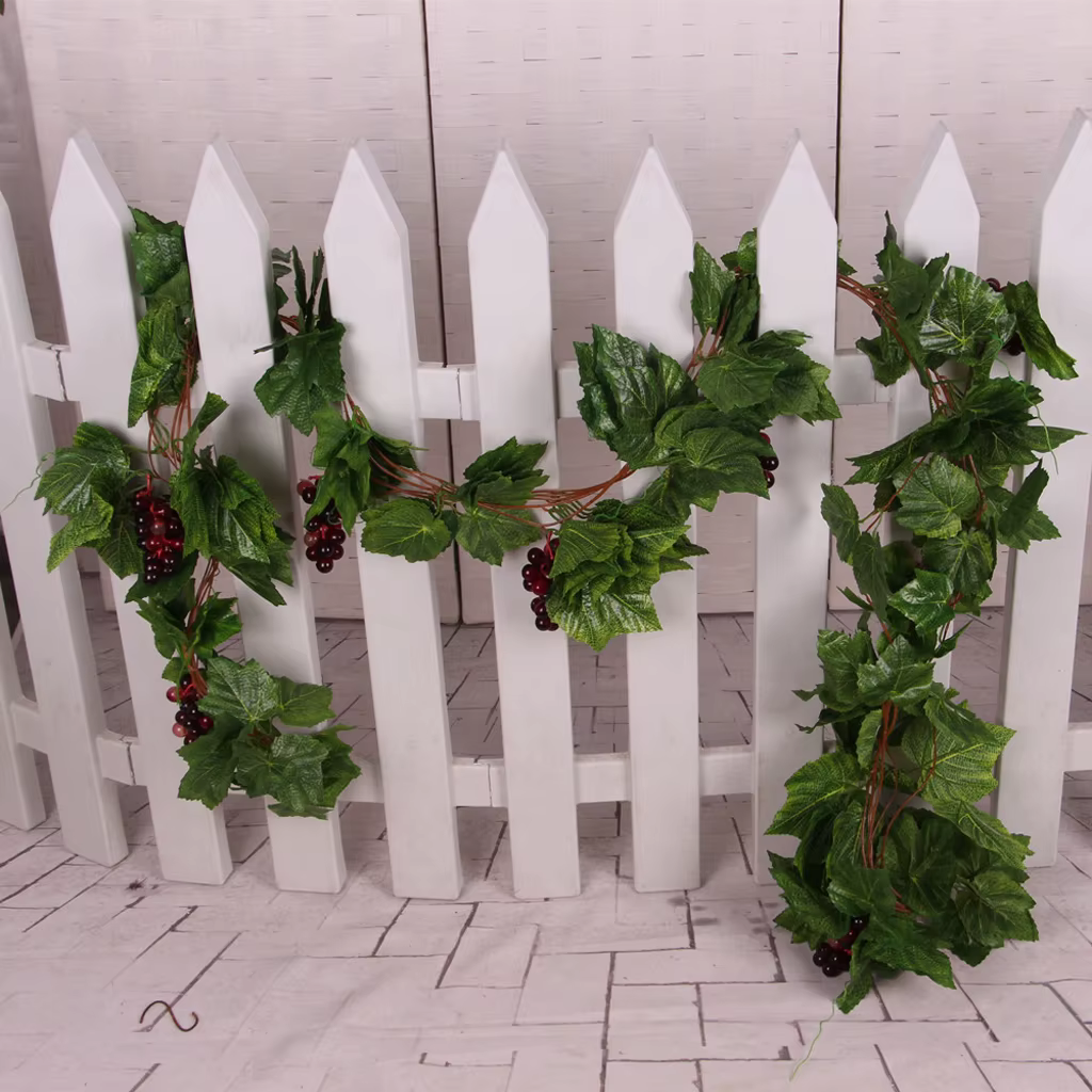 Plante Artificielle de Vignes de Raisin avec Porte Murale