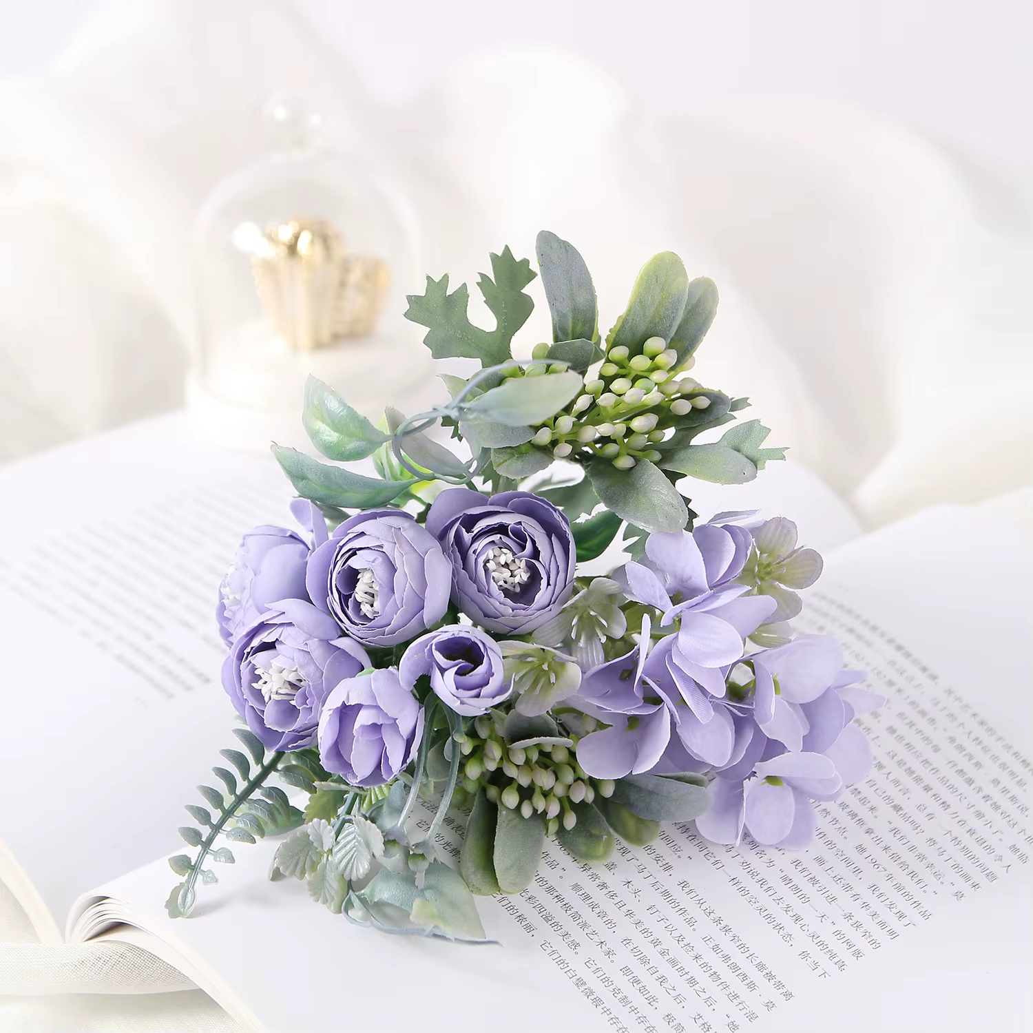 Bouquet d'hortensias artificielles en soie