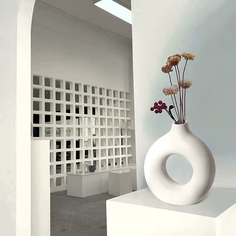 Pot de fleur en céramique creux circulaire nordique