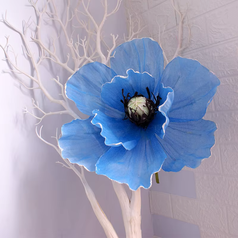 Fleur de coquelicot artificielle géante en lin
