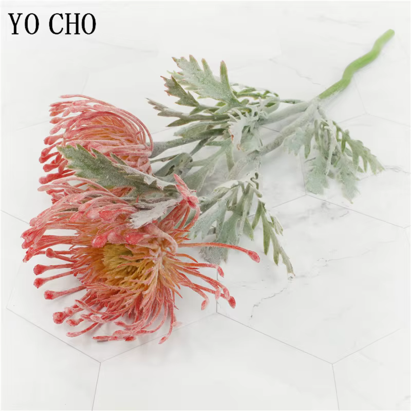 2 fourchettes marguerite fleurs artificielles branche courte griffe de crabe Pincushion vraie touche fleur guirlande de mariage Vase décoration fausse plante