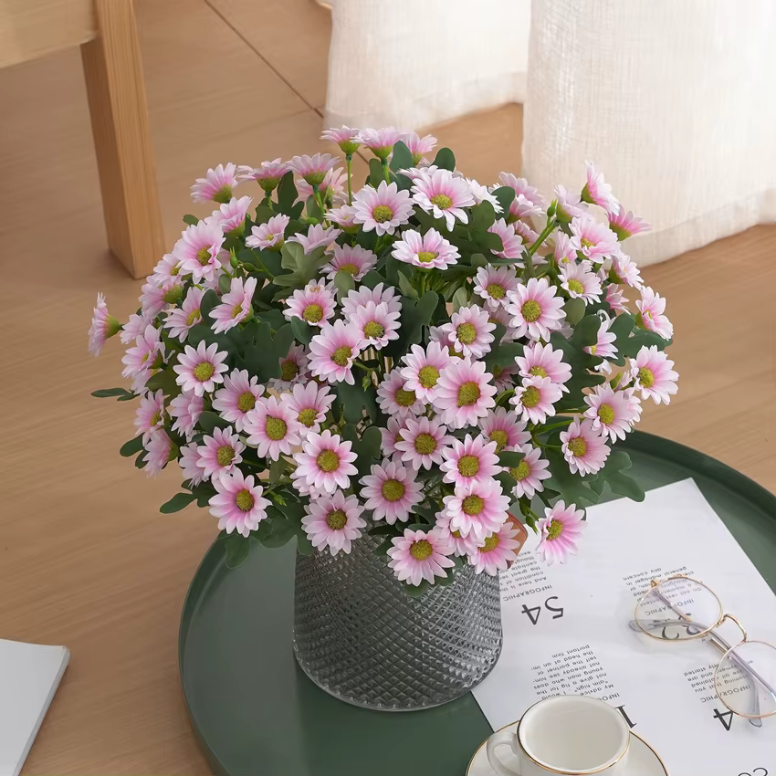 Fleurs artificielles, beau Bouquet de marguerites en soie