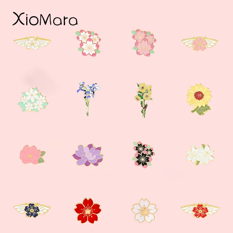 Broches en émail de la série fleurs