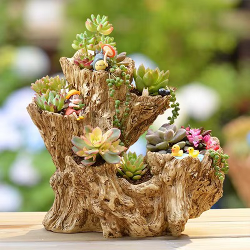 Pot de fleurs en résine pour plantes succulentes