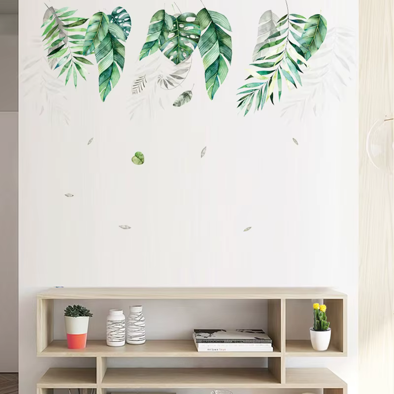 Sticker mural grande feuille de végétation tropicale