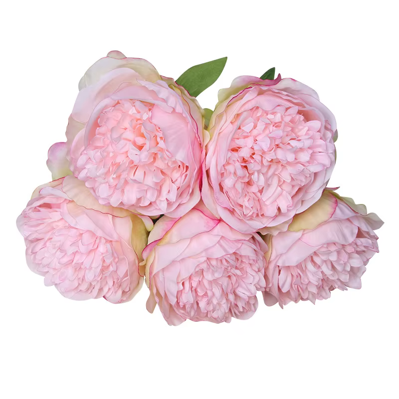 1 Bouquet de pivoines artificielles à 5 têtes
