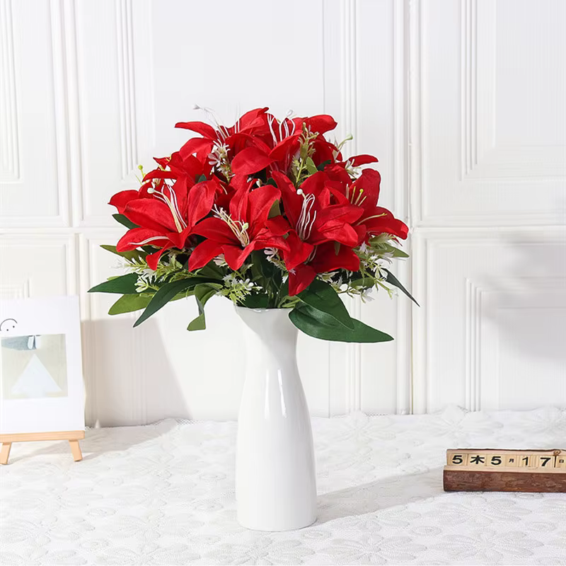35 cm arc-en-ciel rayonne grand bouquet de lys