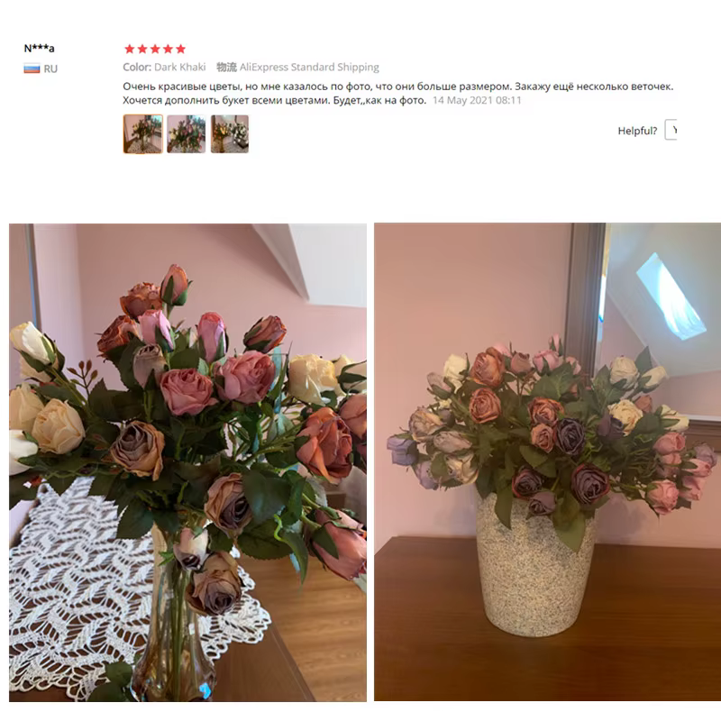 Fleur séchée rose artificielle rétro européenne