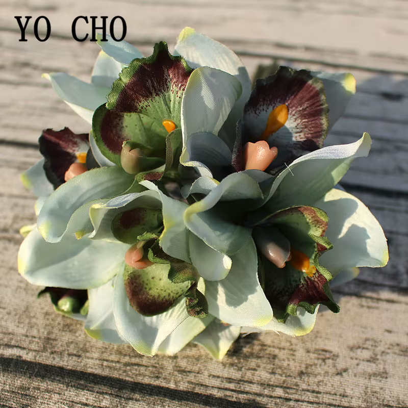 Bouquet d'orchidées artificielles en soie Vintage