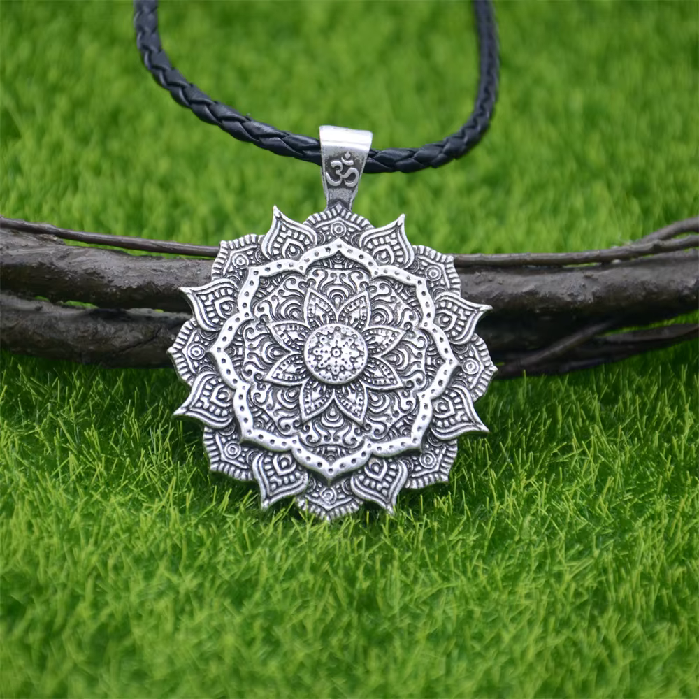 Om Yoga-Collier Pendentif Fleur Annie, Bijoux Religieux Indiens, Bouddha Mandala, Méditation Spirituelle