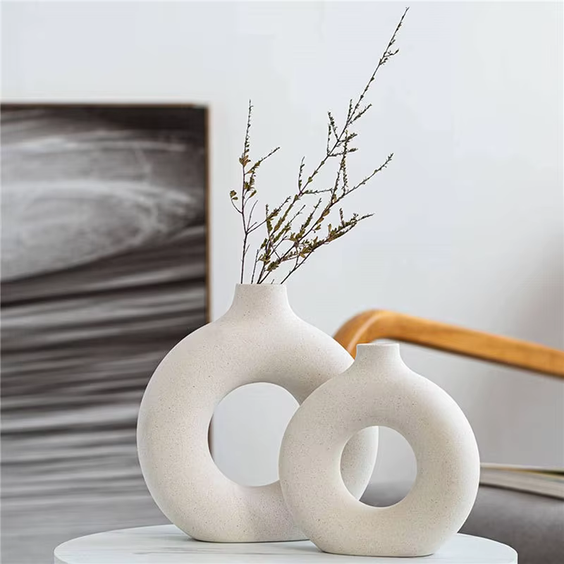 Pot de fleur en céramique creux circulaire nordique