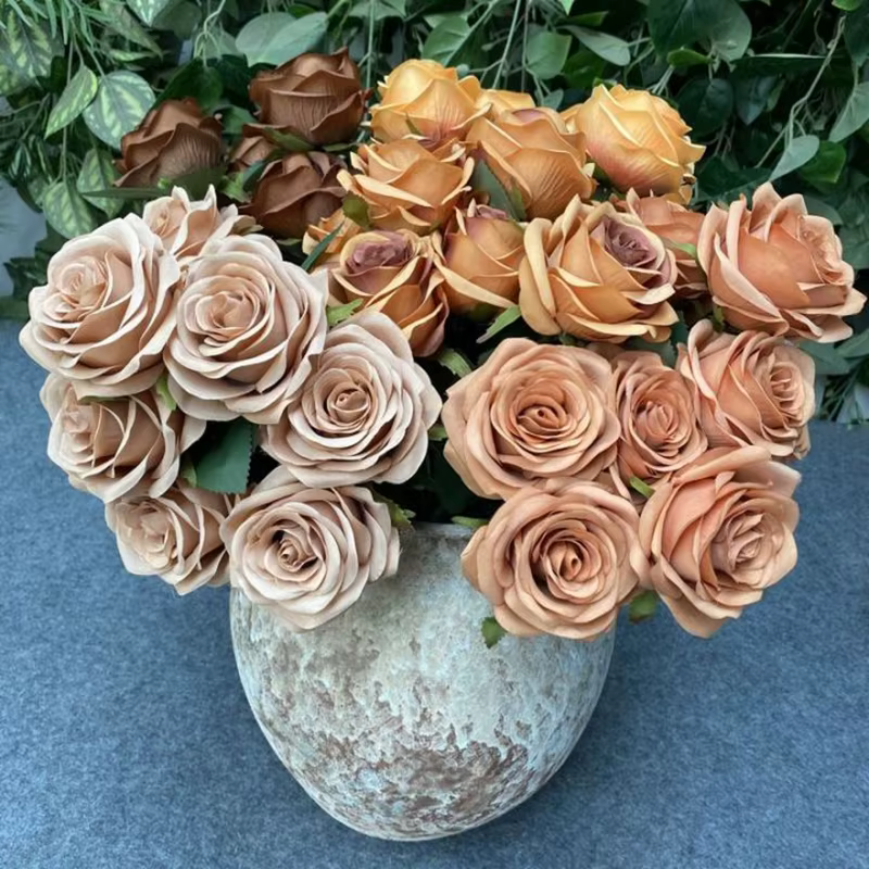 1 Bouquet de 9 Têtes de Roses Artificielles