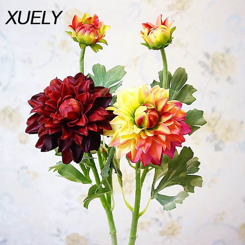 2 têtes de dahlias artificiels en soie