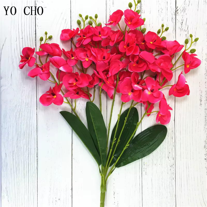 YO CHO fleurs en soie décoration de mariage à la maison mode 7 fourchettes orchidée papillon