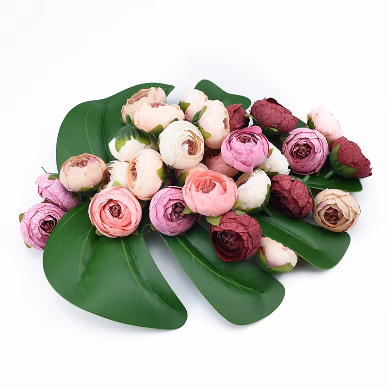 6 pièces roses en soie bourgeons de thé fleur de mariage mur Festival décoration pour la maison accessoires de mariée liquidation bricolage cadeaux fleurs artificielles