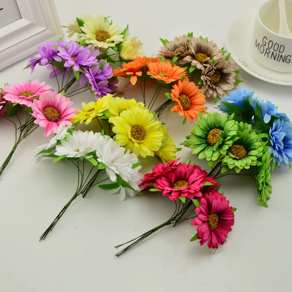 Fleurs artificielles faites à la main Gerbera mode maison chambre jardin mariée bricolage cadeau couronne matériel mariage Banquet décoration noël