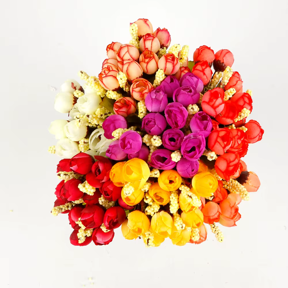 Bouquet de roses et de pivoines artificielles en soie