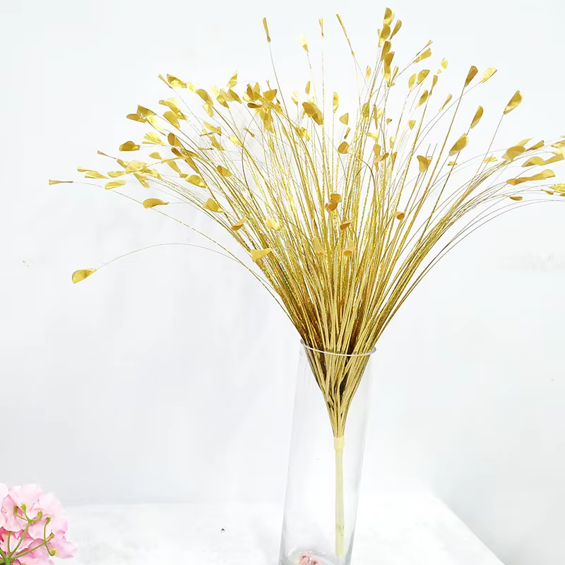 Fleur de roseau doré argent blanc paon herbe artificielle fausse plante mariage route plomb décor