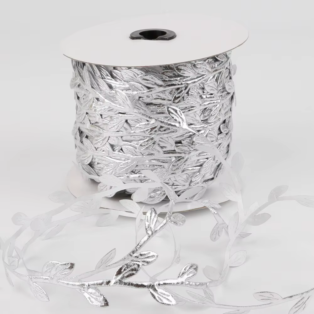 Feuilles vertes artificielles en soie faites à la main