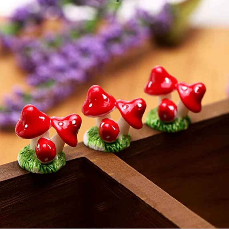 1 pièces 4 couleurs mignon Mini résine champignons fée jardin ornement Miniature bonsaï plantes Pots fée bricolage maison de poupée décoration