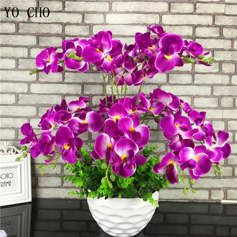 YO CHO fleurs en soie décoration de mariage à la maison mode 7 fourchettes orchidée papillon