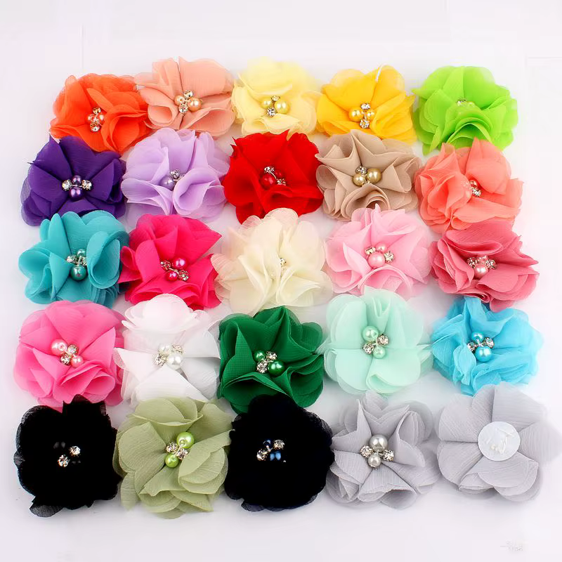 Mini fleurs artificielles en tissu mousseline de soie