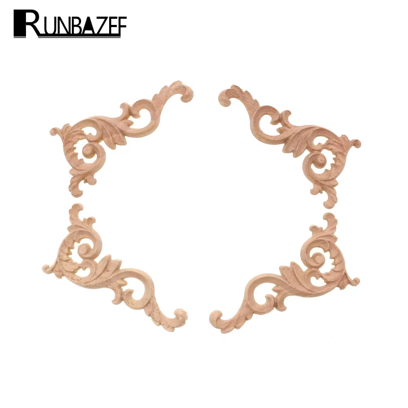RUNBAZEF – fleur d'angle sculptée en bois véritable