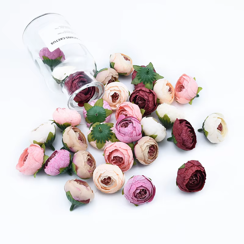 6 pièces roses en soie bourgeons de thé fleur de mariage mur Festival décoration pour la maison accessoires de mariée liquidation bricolage cadeaux fleurs artificielles