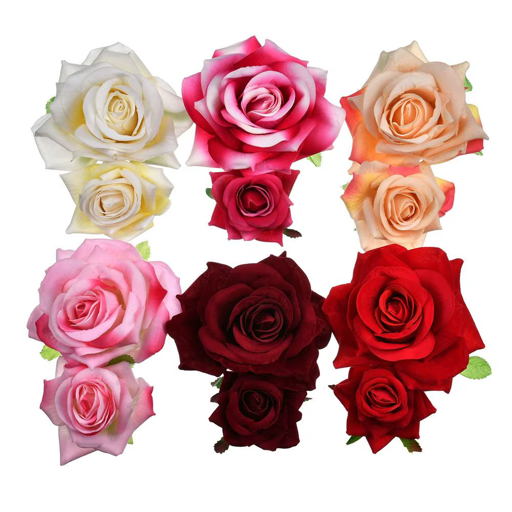 Peigne à cheveux fleur rose rouge pour femme, bijoux élégants pour patients, pièce de sauna de Rhde mariage, breloque faite à la main, outils de coiffure, accessoires