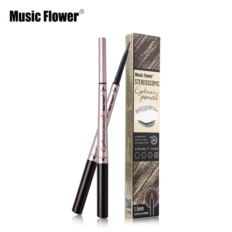 Musique fleur 4 couleurs Double tête crayon à sourcils imperméable longue durée maquillage des yeux sourcils ton naturel soyeux marque de maquillage