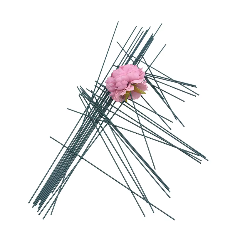20 pièces 15/25/40cm tige de fleur verte artificielle bricolage matériel Floral fait à la main fil