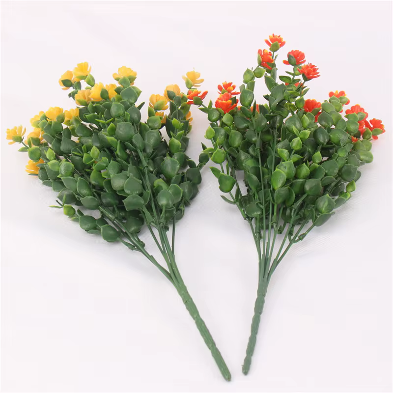 Fleur en plastique de Lotus avec des feuilles d'eucalyptus