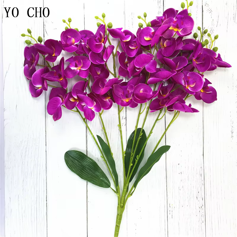 YO CHO fleurs en soie décoration de mariage à la maison mode 7 fourchettes orchidée papillon