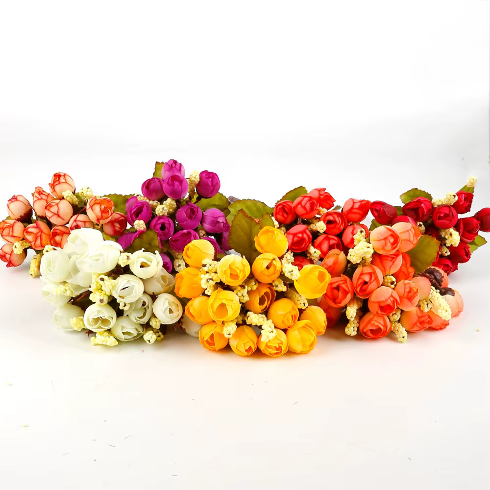 Bouquet de roses et de pivoines artificielles en soie