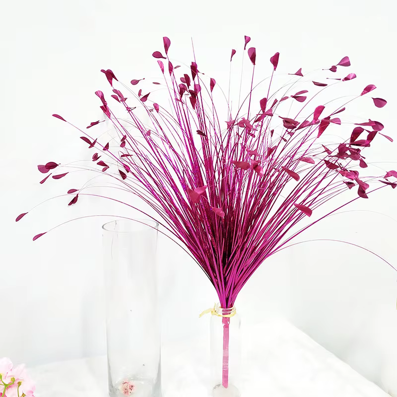 Fleur de roseau doré argent blanc paon herbe artificielle fausse plante mariage route plomb décor