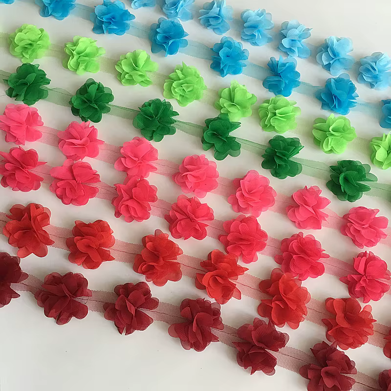 24 fleurs (environ 2 yards) 33 couleurs 6cm de largeur